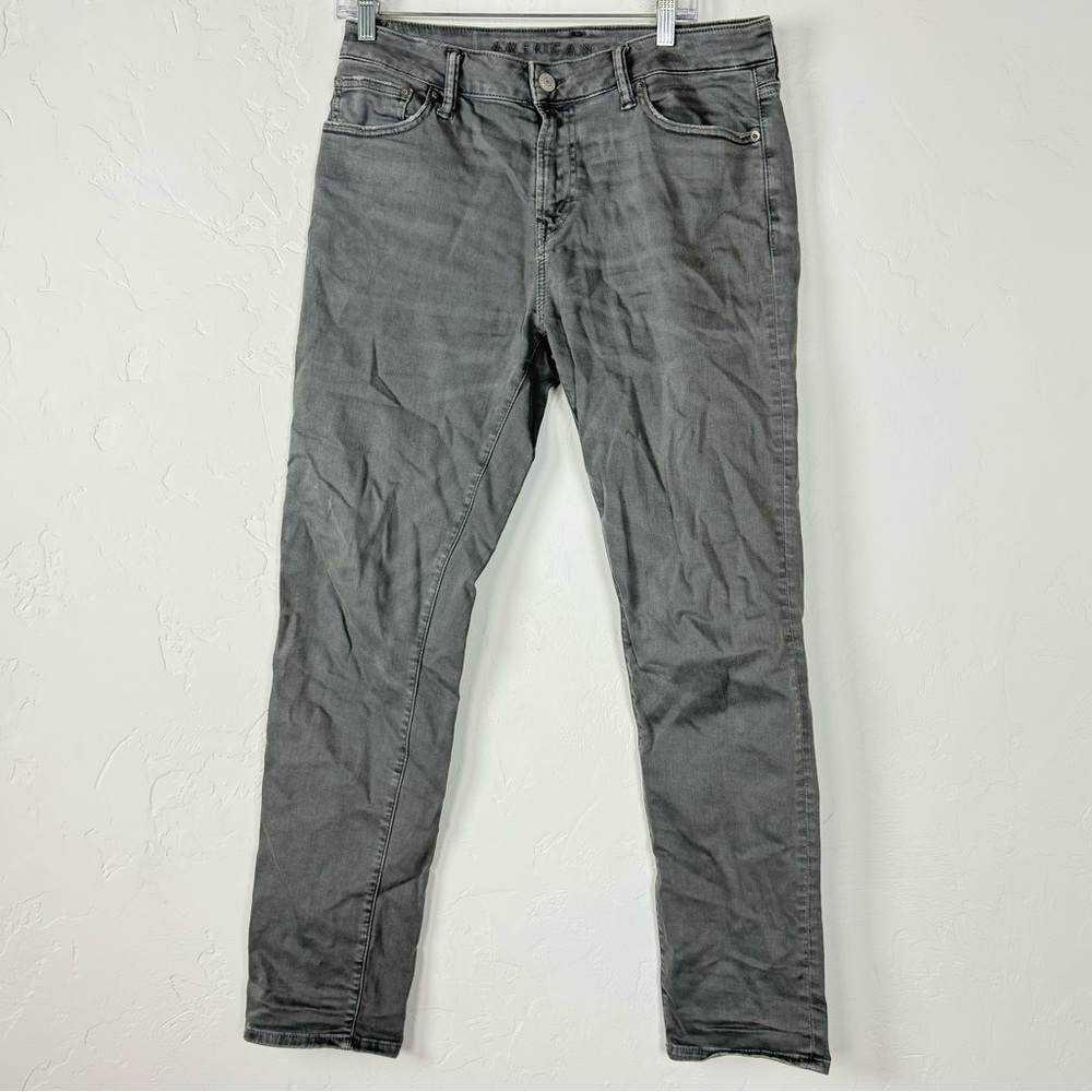 AE American Eagle Jeans‎ Denim Athletic Next Level Flex Solid Grey Wash Light